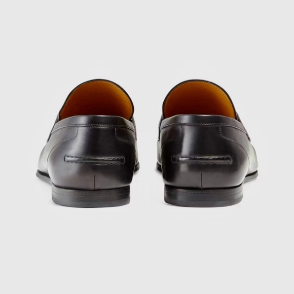 Gucci Jordaan Leather Loafers in Black w/ Gold Horsebits - Picture 2 of 13